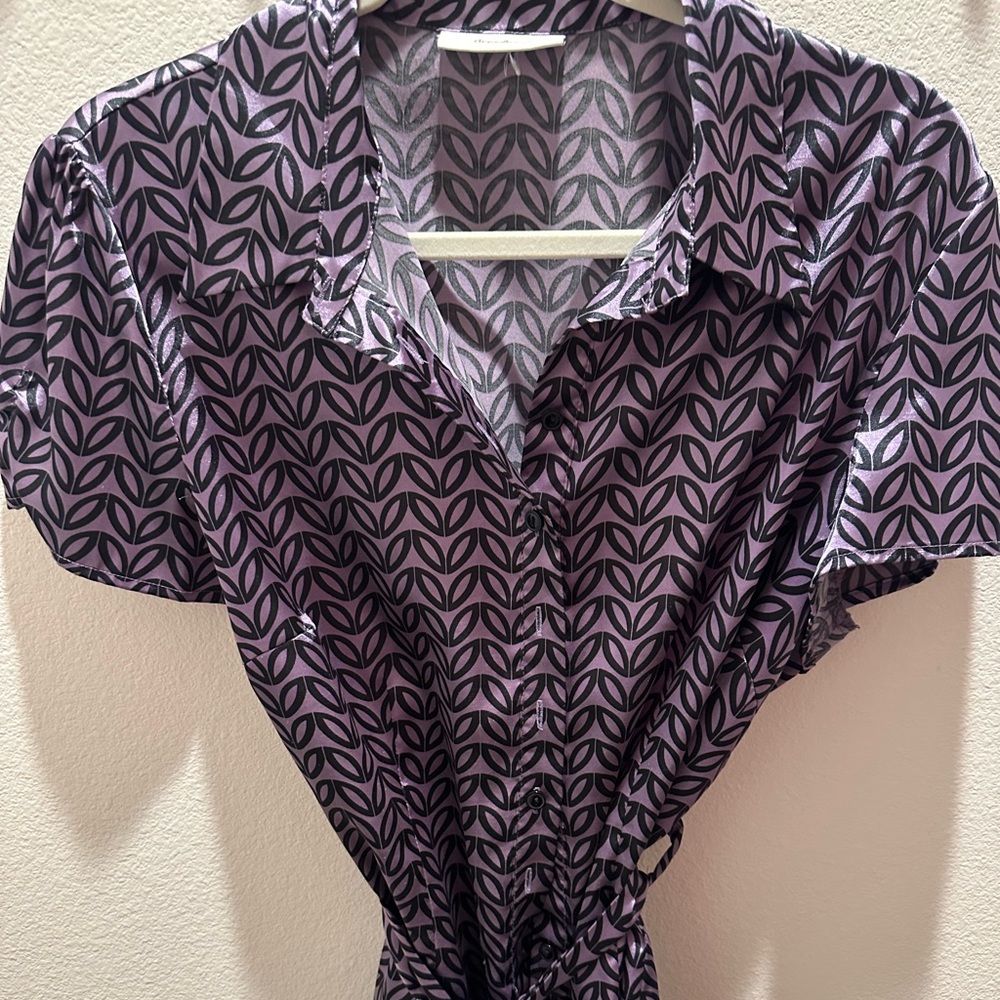 Dressbarn Black and Purple Pattern Blouse